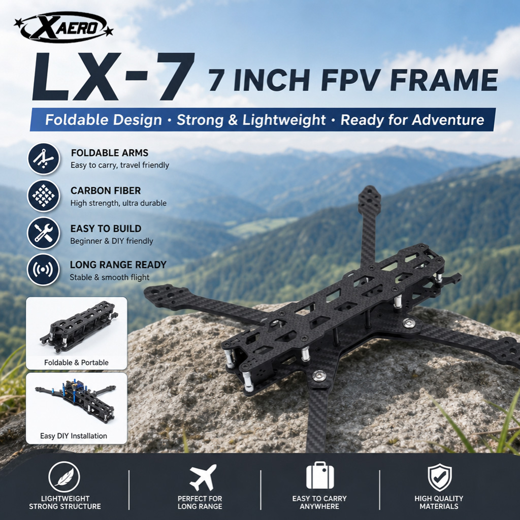 Drone Kit Octocopter - PAURC LX-7 Katlanabilir 7 İnç FPV